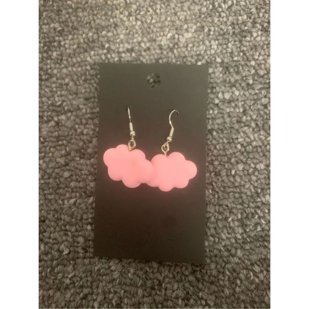 Pink Cloud Statement Earrings - Picture 3 of 3